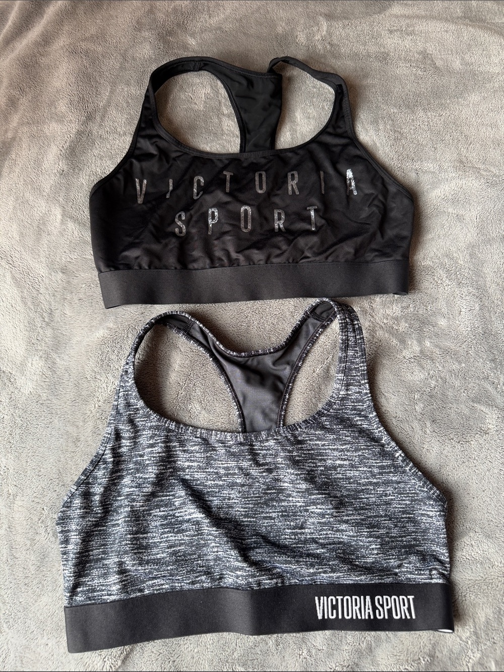 Victoria's Secret Black & Heather Gray Sports Bra Duo